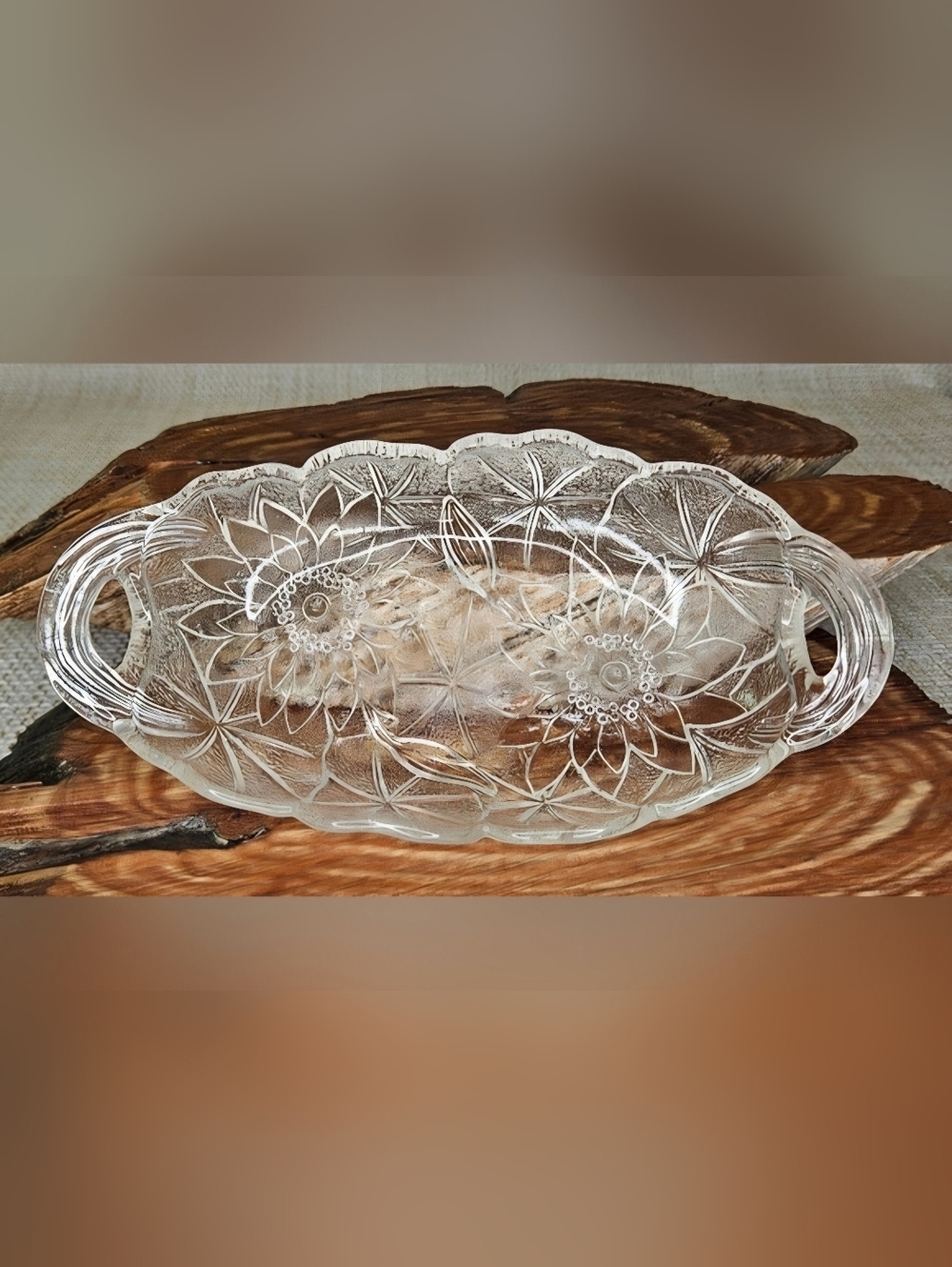 Vintage Indiana Glass Co. Lily Pons Clear Oval Relish Tray #605